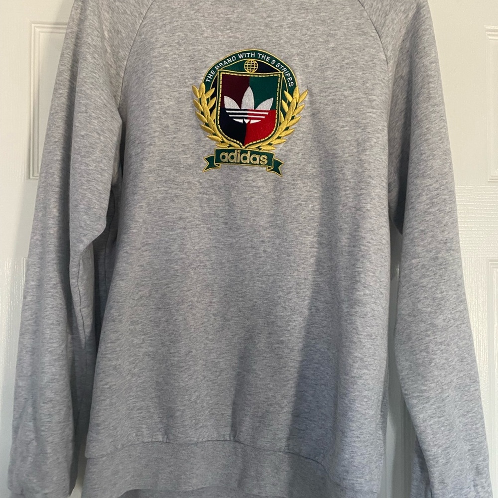 Adidas Gray Crewneck Men's Sweater with Logo
